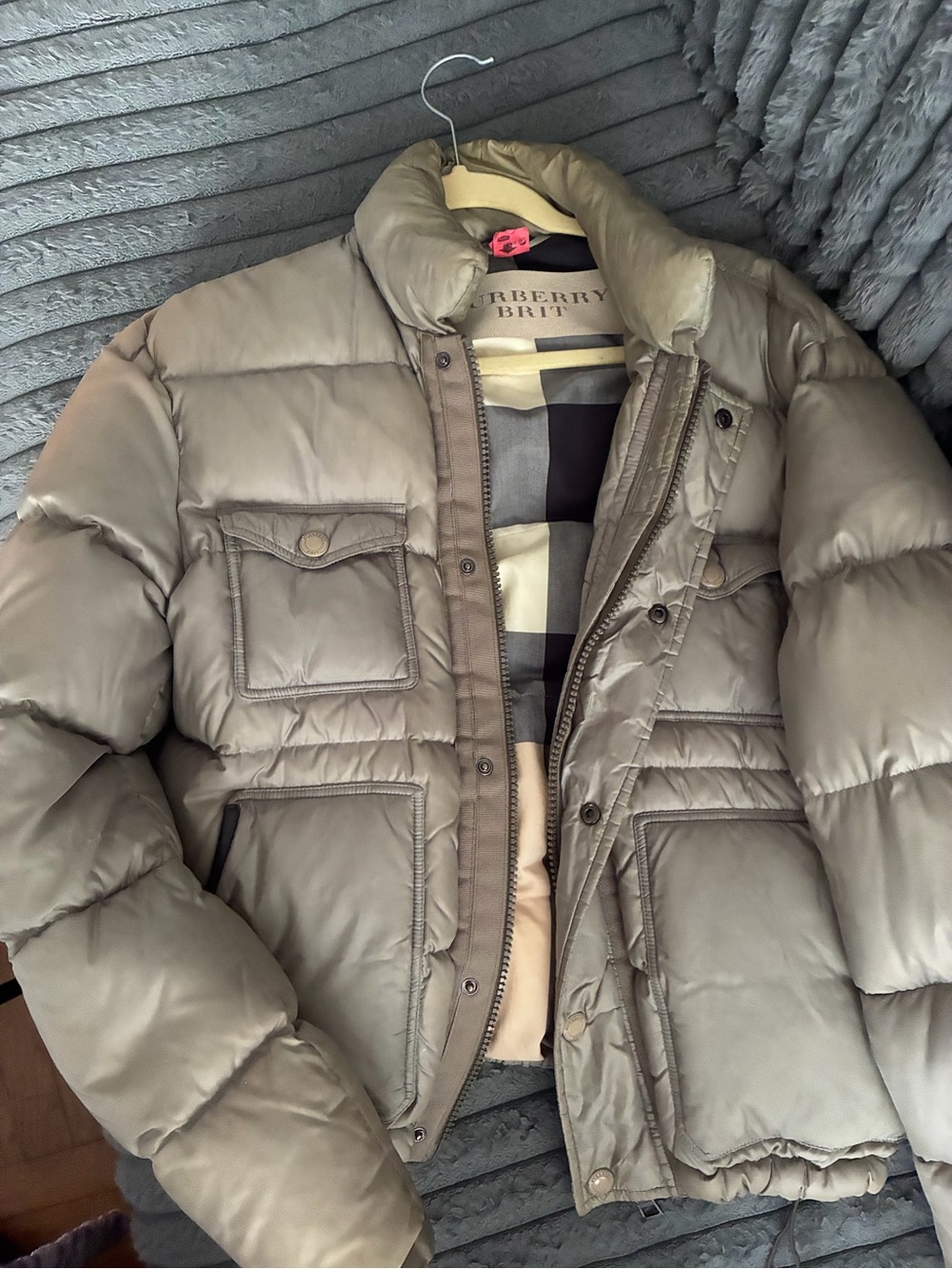 Burberry Brit Men's Taupe Quilted Puffer Jacket